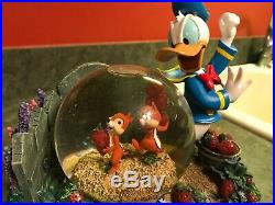 RARE Disney Donald Duck Chip & Dale Snow Globe ORIGINAL BOX