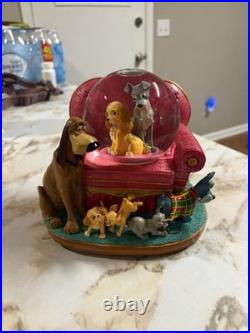 RARE Disney Lady and The Tramp Musical Snow Globe with Puppies & Sofa RARE Disney Lady and The Tramp Musical Snow Globe with Puppies & Sofa