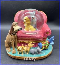 RARE Disney Lady and The Tramp Musical Snow Globe with Puppies & Sofa