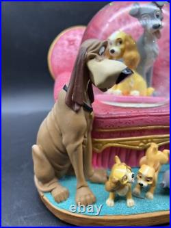 RARE Disney Lady and The Tramp Musical Snow Globe with Puppies & Sofa