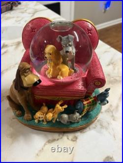 RARE Disney Lady and The Tramp Musical Snow Globe with Puppies & Sofa RARE Disney Lady and The Tramp Musical Snow Globe with Puppies & Sofa