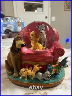 RARE Disney Lady and The Tramp Musical Snow Globe with Puppies & Sofa RARE Disney Lady and The Tramp Musical Snow Globe with Puppies & Sofa