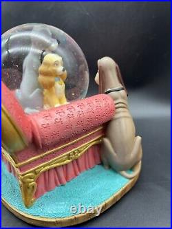 RARE Disney Lady and The Tramp Musical Snow Globe with Puppies & Sofa