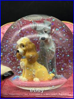 RARE Disney Lady and The Tramp Musical Snow Globe with Puppies & Sofa