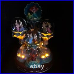 RARE Disney Little Mermaid Ariel Snowglobe 3 Globe Daughters of Triton LightsUp