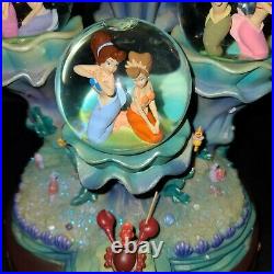 RARE Disney Little Mermaid Ariel Snowglobe 3 Globe Daughters of Triton LightsUp
