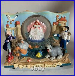 RARE Disney Little Mermaid Book Double Sided Musical Under The Sea Snow Globe