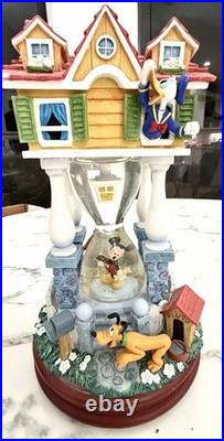 RARE Disney Mickey Mouse House Hourglass Snowglobe Music Box READ