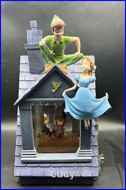 RARE Disney Peter Pan You Can Fly Darling House Snow Globe Music READ