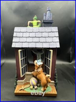 RARE Disney Peter Pan You Can Fly Darling House Snow Globe Music READ