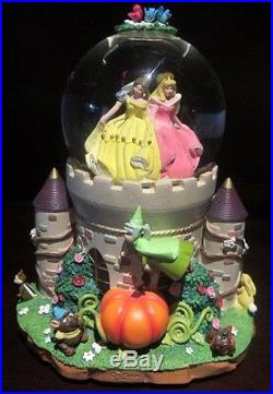 RARE Disney Princess Cinderella Castle Sleeping Beauty Belle Snowglobe Music Box