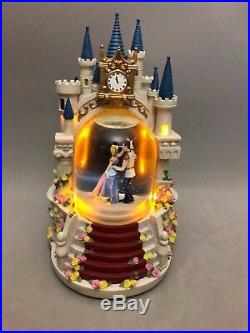RARE Disney Princess Cinderella Prince Charming Castle Snow Globe Music Box
