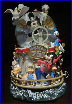 RARE Disney Steamboat Willie Mickey Mouse Character Ship Snowglobe Music Box