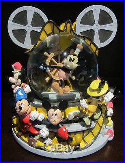 RARE Disney Steamboat Willie Mickey Mouse Through the Years Snowglobe Music Box