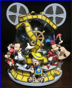 RARE Disney Steamboat Willie Mickey Mouse Through the Years Snowglobe Music Box