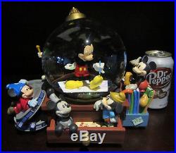 RARE Disney Store Mickey Mouse Through the Years Artist Snowglobe Music Box