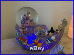 RARE Disney Store Multi Characters With Castle Snowglobe Mickey, Beauty & Beast