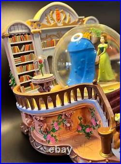 RARE Disney Vintage BEAUTY AND THE BEAST Musical Snow Globe Pristine HTF Belle