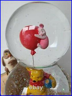 RARE Disney Winnie the Pooh Double Bubble Book Musical Snow Globe
