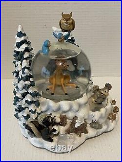 RARE / HTF Disney Store Exclusive Winter Bambi Musical Snow globe Pre-owned
