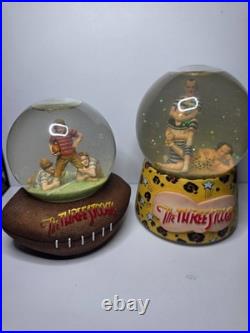 RARE VINTAGE The Three Stooges Musical Snow Globe both WORKING