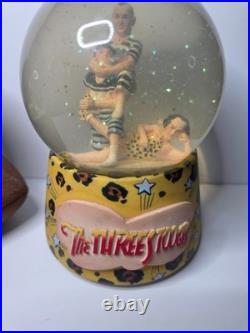 RARE VINTAGE The Three Stooges Musical Snow Globe both WORKING
