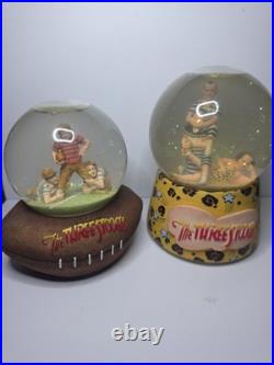 RARE VINTAGE The Three Stooges Musical Snow Globe both WORKING