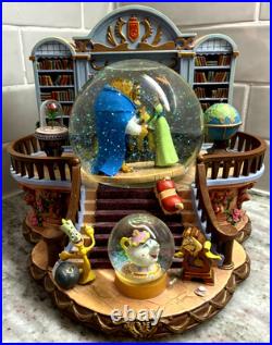 RARE VTG Disney Beauty & the Beast Library Double Snow Globe Music Box 90's L92 RARE VTG Disney Beauty & the Beast Library Double Snow Globe Music Box 90's L92