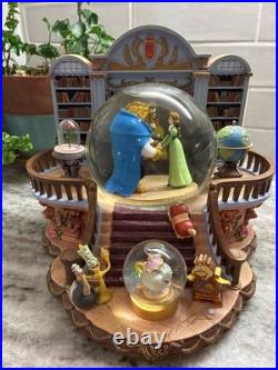 RARE VTG Disney Beauty & the Beast Library Double Snow Globe Music Box 90's L92 RARE VTG Disney Beauty & the Beast Library Double Snow Globe Music Box 90's L92