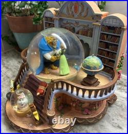 RARE VTG Disney Beauty & the Beast Library Double Snow Globe Music Box 90's L92 RARE VTG Disney Beauty & the Beast Library Double Snow Globe Music Box 90's L92