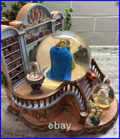 RARE VTG Disney Beauty & the Beast Library Double Snow Globe Music Box 90's L92 RARE VTG Disney Beauty & the Beast Library Double Snow Globe Music Box 90's L92