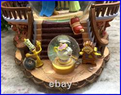 RARE VTG Disney Beauty & the Beast Library Double Snow Globe Music Box 90's L92 RARE VTG Disney Beauty & the Beast Library Double Snow Globe Music Box 90's L92