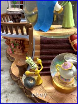 RARE VTG Disney Beauty & the Beast Library Double Snow Globe Music Box 90's L92 RARE VTG Disney Beauty & the Beast Library Double Snow Globe Music Box 90's L92