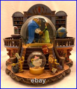 RARE Vintage Disney Beauty and the Beast Library Double Snowglobe