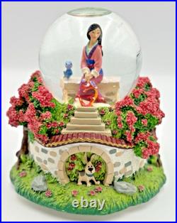 RARE Vintage Disney Store MULAN Musical Snow Globe Music Box Plays Reflections