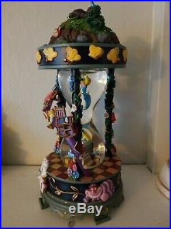RareDisney 25th Anniversary Alice In Wonderland Hourglass Snow globe Music Box