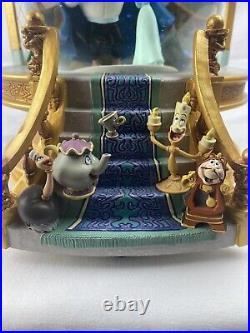 Rare 1991 Beauty and the Beast Snow Globe Library with Working Music Box