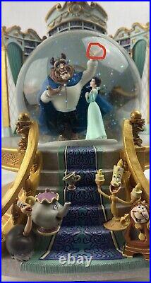 Rare 1991 Beauty and the Beast Snow Globe Library with Working Music Box