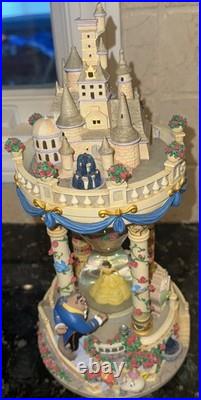 Rare Beauty and The Beast Castle Hourglass Snow Globe 1992. Musical Works