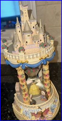 Rare Beauty and The Beast Castle Hourglass Snow Globe 1992. Musical Works