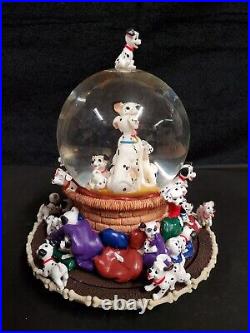 Rare Disney 101 Dalmatians Pillow Fight Musical & Rotational Snow Globe