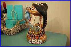 Rare Disney Aladdin Hourglass Musical Snow Globe Lights Up Arabian Nights