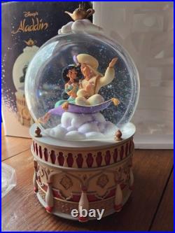 Rare Disney Aladdin Snow Globe Jasmine Genie Musical Theme Withbox MUSIC WORKS