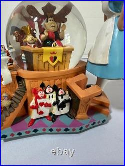 Rare Disney Alice In Wonderland Snow Globe Music Box Courtroom scene