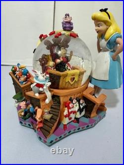 Rare Disney Alice In Wonderland Snow Globe Music Box Courtroom scene