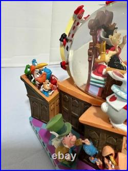 Rare Disney Alice In Wonderland Snow Globe Music Box Courtroom scene