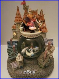 Rare Disney Beauty and the Beast Village Snow Globe HTF