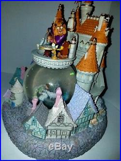 Rare Disney Beauty and the Beast Village Snow Globe HTF