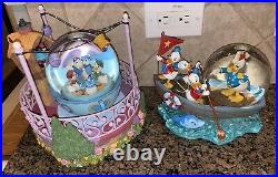 Rare Disney Donald Duck Row Boat Snow Globe Donald Duck Song Huey, Dewey, Louie