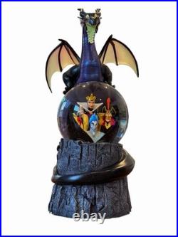 Rare Disney Dragon Snow Globe Musical Cruella Evil Queen Ursula Jafar NIB